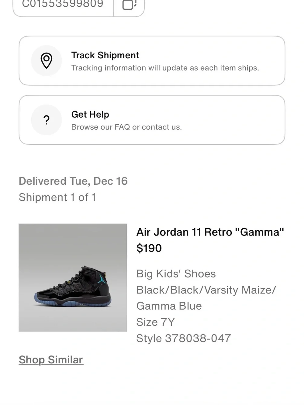 Jordan 11 Gamma (Grade School size 7) BRAND NEW - 100% Authentic!